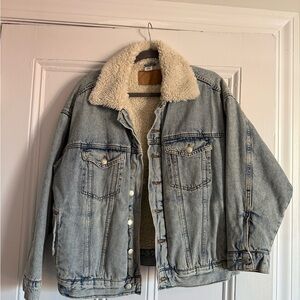 & Denim Jacket with Sherpa Lining